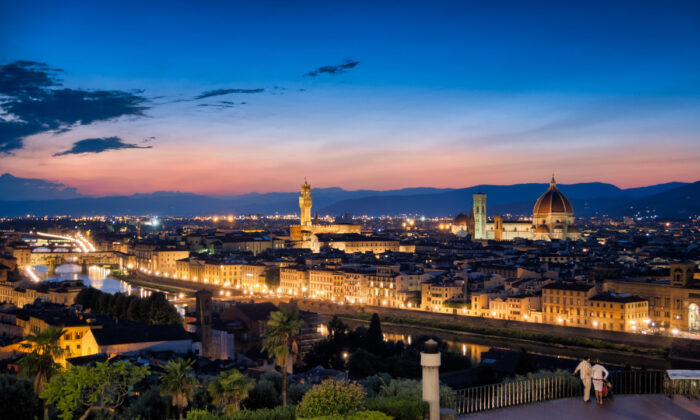 Twilight view of Florence skyline in Italy, one of the best affordable European travel destinations in 2025