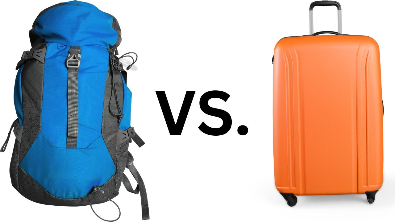 Backpack and carry-on suitcase side by side to compare travel styles